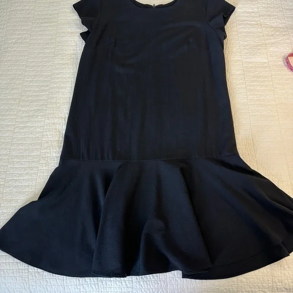 Vintage 80’s black Sz 12 Drop Waist Shift Dress Peplum by Stuart Alan - Picture 7 of 9